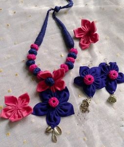 Fabric Flower Jewellery Set