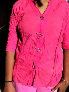 Pink Top with Unique Buttons