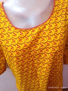 3xl Branded Yellow Printed Kurta