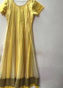 Embroidered Anarkali  Yellow Kurta