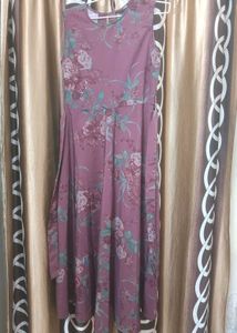 Mauve And Grey A Line Dress
