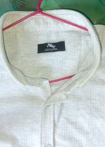 White Patterned Button-Down Shirt