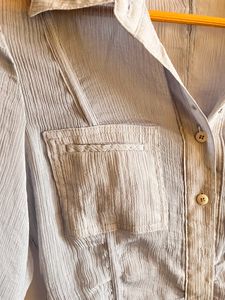 Fitted Powder Blue Y2k Sheer Shirt