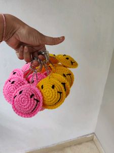 Crochet Smiley Keychain