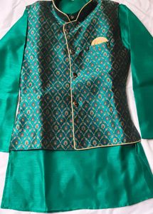 Teal &amp; Gold Sherwani Set