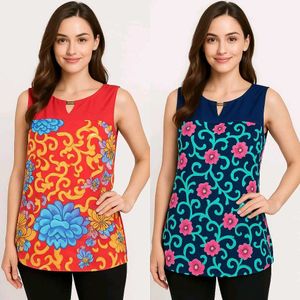 2 Floral Print Sleeveless Top