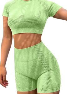 Green Activewear Set - Crop Top & Shorts