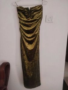 Elegant Olive Velvet Dress