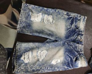 BASIC HOUSE Ripped Denim Shorts✅✅