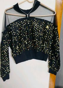 Sequin Sheer Sleeve Top
