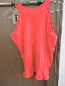 ORANGE HALTER NECK TOP
