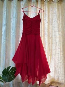 Red Asymmetrical Hem Dress