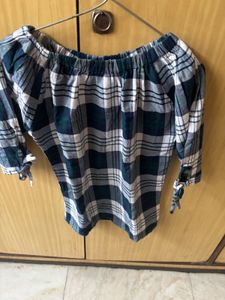 Plaid Off-Shoulder Top