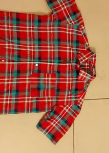 Red Plaid Short Sleeve Shirt