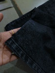 Black Straight Jeans With Hand Embroidery