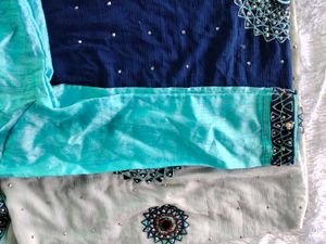 Diwali Sale Elegant Blue &amp; White Saree