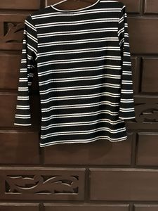 Stripped Crew-neck Black/white T-Shirt
