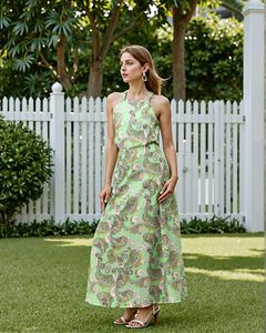 Tie-Up Paisley Print A-line Dress