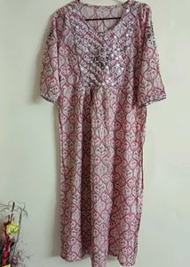 Floral Print Cotton Blend Kurit Pant Set