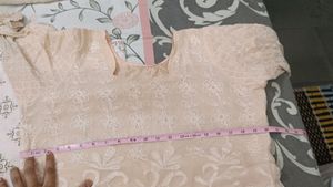 Peach Colour Thread Work Dress