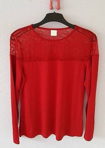 H&amp;M Dubai Red Lace Long Sleeve Top