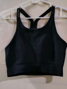 Urbanic Black Ribbed Sports Bra