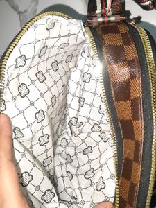 Brown Checkered Belt Bag