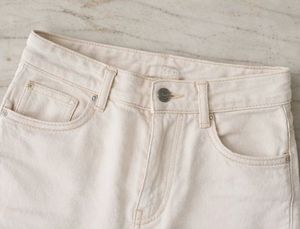 Cream Wide Leg Denim Jeans