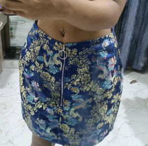 SHEIN Chinese Dragon Jacquard Satin Skirt