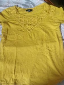 Yellow Lace Detail Tee