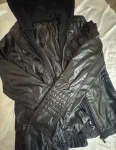Leather Jacket With Hoodie