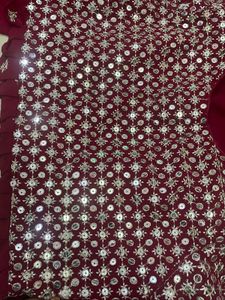 Maroon Mirrorwork Naira Cut Dress