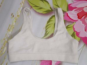 (1100)White Ribbed Knit Cropped Tank