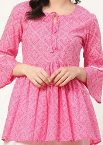 Girls Pink Printed Top