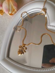 Bow Knot Heart Necklace (Anti Tarnish)