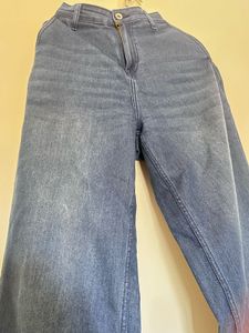 Roadster Medium Blue Wide Leg Heavy Fade Jeans