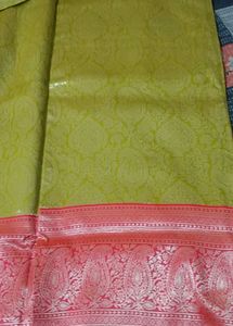 Green With Pinkish Red Saree