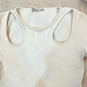 Zara Ribbed Cutout Top