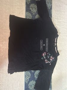 ONLY Women Black Floral Printed Pure Cotton Top