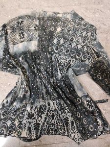 Ethereal Bell Sleeve Sheer Wrap around Top