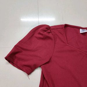 Burgundy Puff Sleeve Top