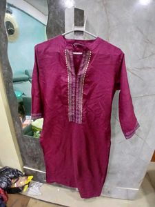 Maroon Embroidered Kurti