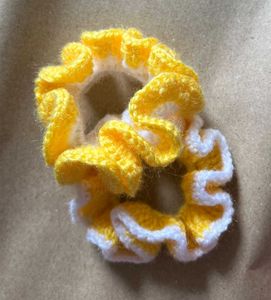 Handmade Crochet Yellow Scrunchie
