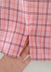 Pink Check Korean Skirt