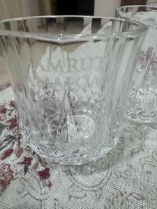Crystal Glass set of 2( Amrut amalgam embossed)