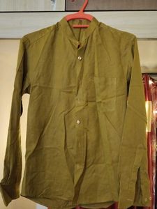Olive Green Mandarin Collar Shirt