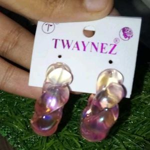 Twaynez Purple Acrylic Twist Earrings