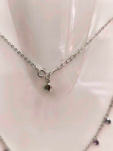 Purple Stone925 Silver Sterling Chain Necklace