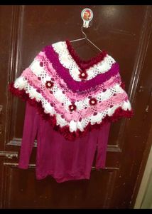Combo Of Top And Handknitted Poncho