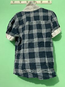 Plaid Top with White Collar